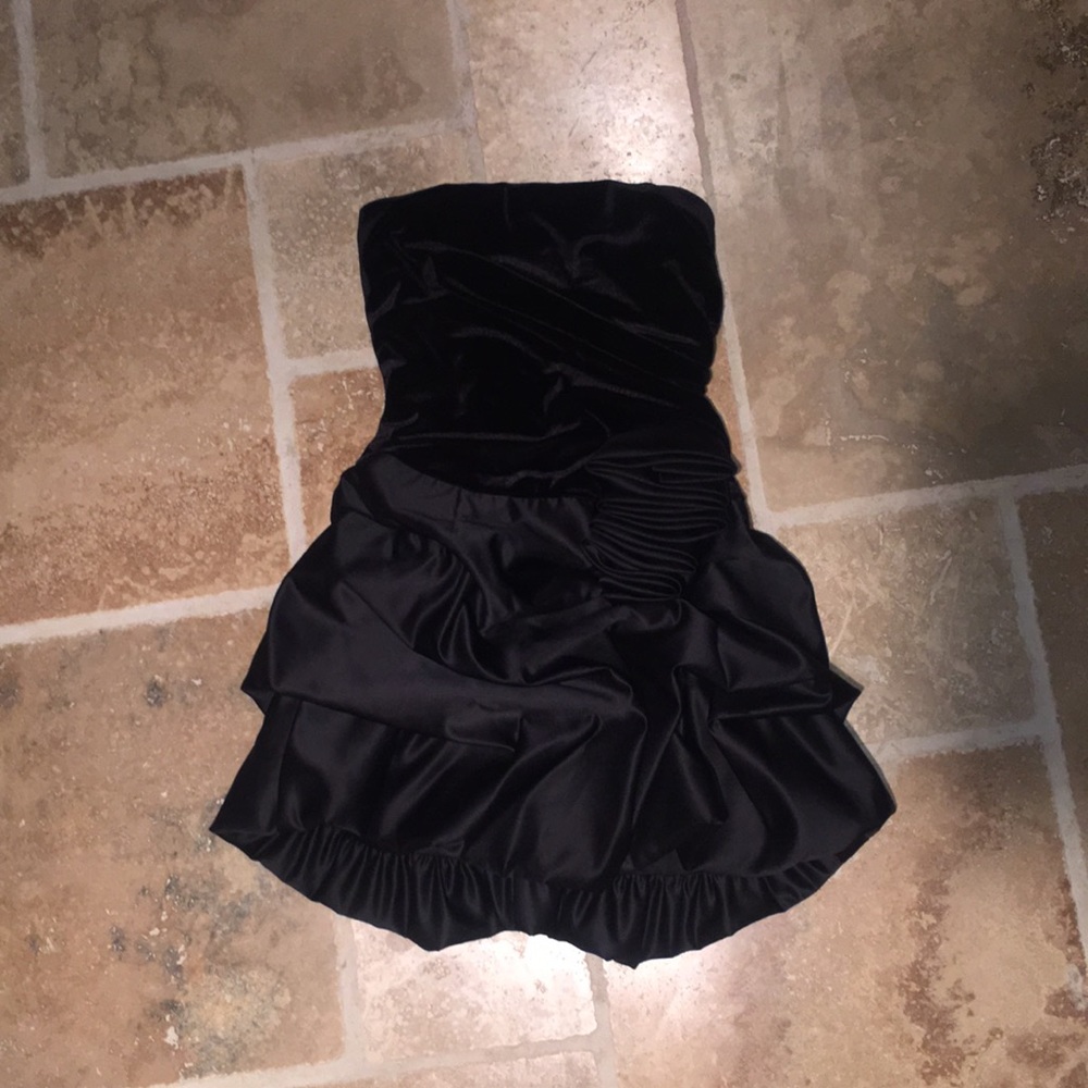 Black strapless cocktail dress